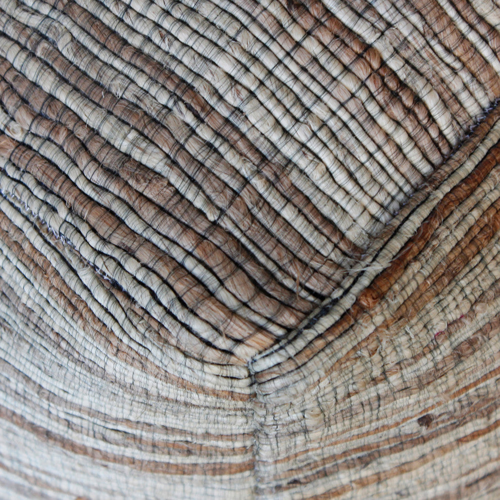 Uttermost Shiro Contemporary Hemp Pouf in Beige and Tan Finish