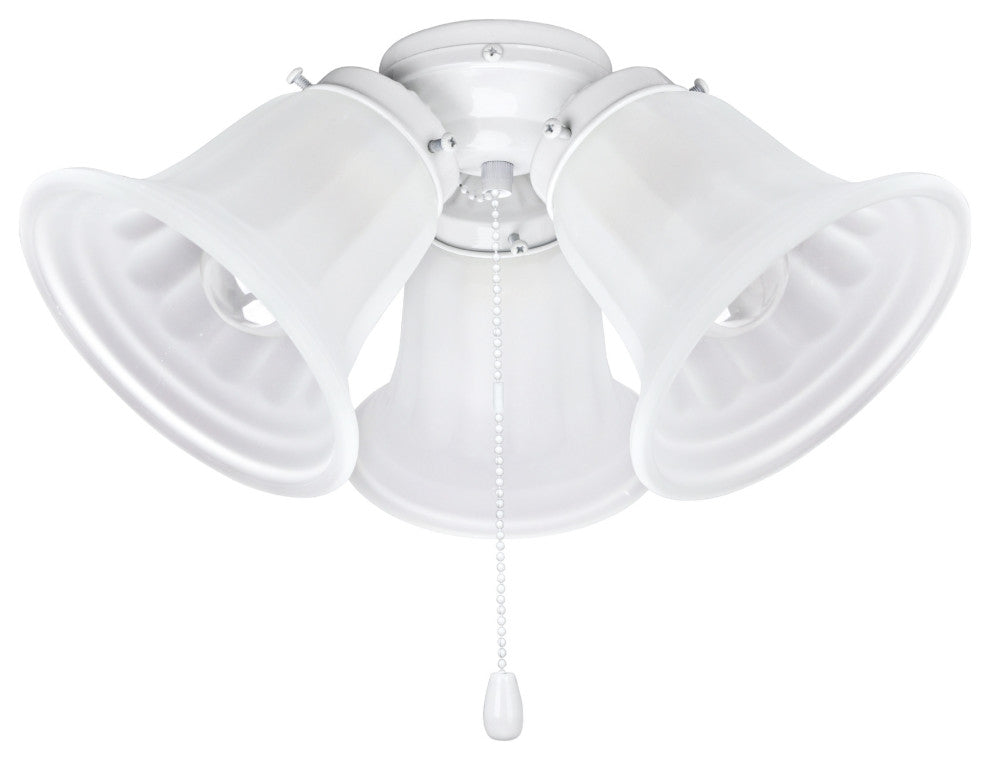 22002-21 3-Light Ceiling Fan Fitter Light Kit With Pull Chain, Painted White