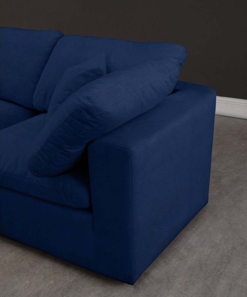 Cozy Velvet Upholstered Comfort 2-Piece Modular Sofa, Navy