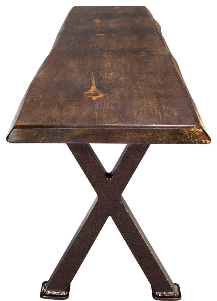 Big Sky Collection Live Edge Bench With Copper Creek X-Series Iron Legs, 6''