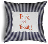 Trick or Treat Ticking Accent Pillow With Removable Insert, Navy, 16"x16"