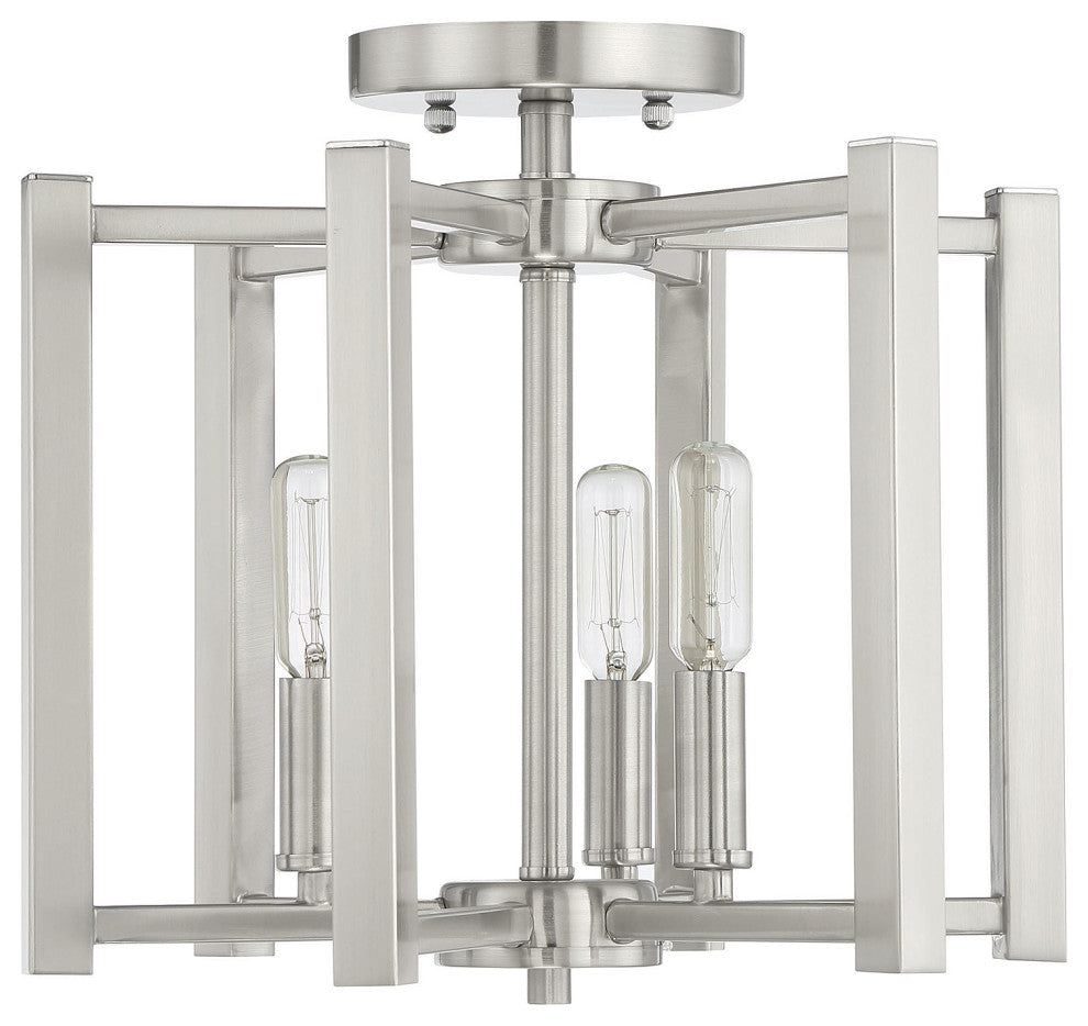 Benson 3-Light Satin Nickel Semi-Flush