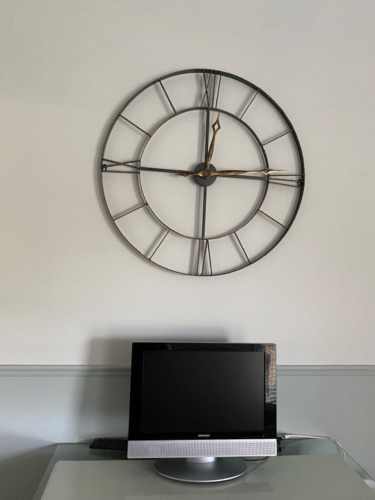 Round Wrought Iron Antique Wall Clock