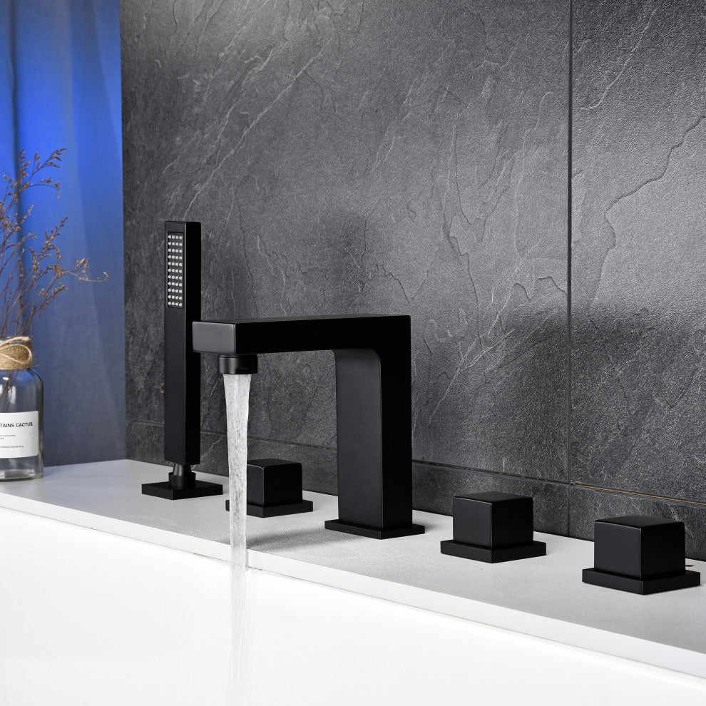 Triple Handle Deck Mounted Tub Faucet with Handshower