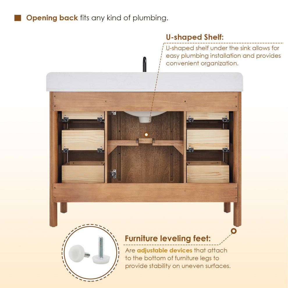 Velora Bathroom Vanity, Mango Brown, 48", With Mirror