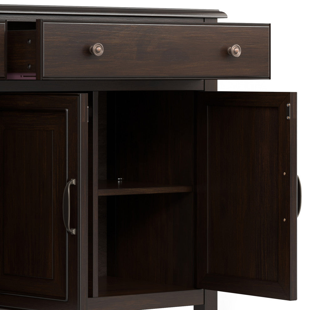 Connaught Solid Wood Large Sideboard Storage Cabinet, Dark Chestnut Brown