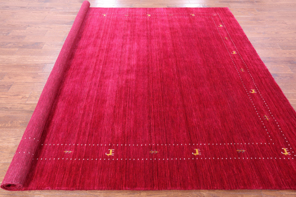 8' Square Persian Gabbeh Handmade Wool Rug - Q15222
