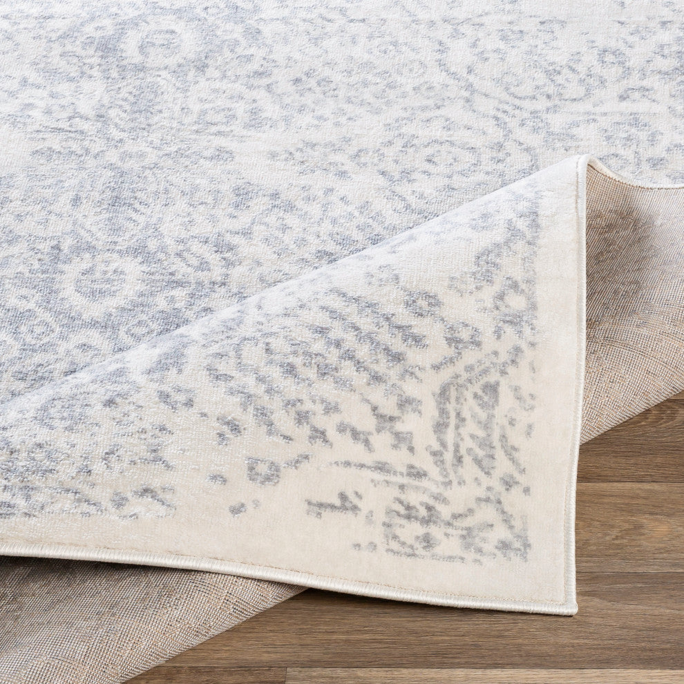 Surya Roma ROM-2314 9'x12'3" Rug, Medium Gray/Light Gray/White