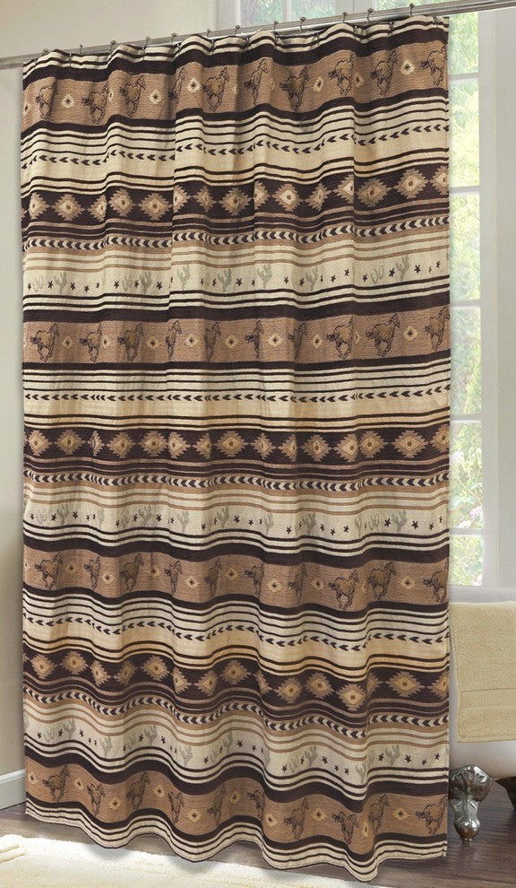 Brown Mustang Western Striped Shower Curtain