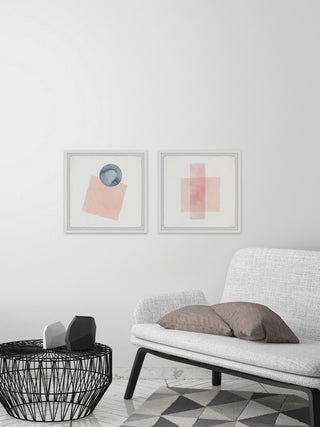 Peaches and Shapes Diptych, 24"x12"