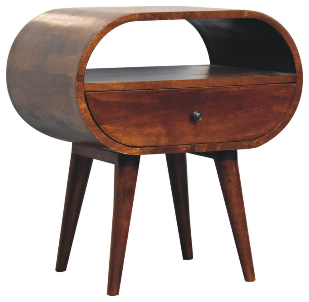 Large Chestnut Circular Open Bedside