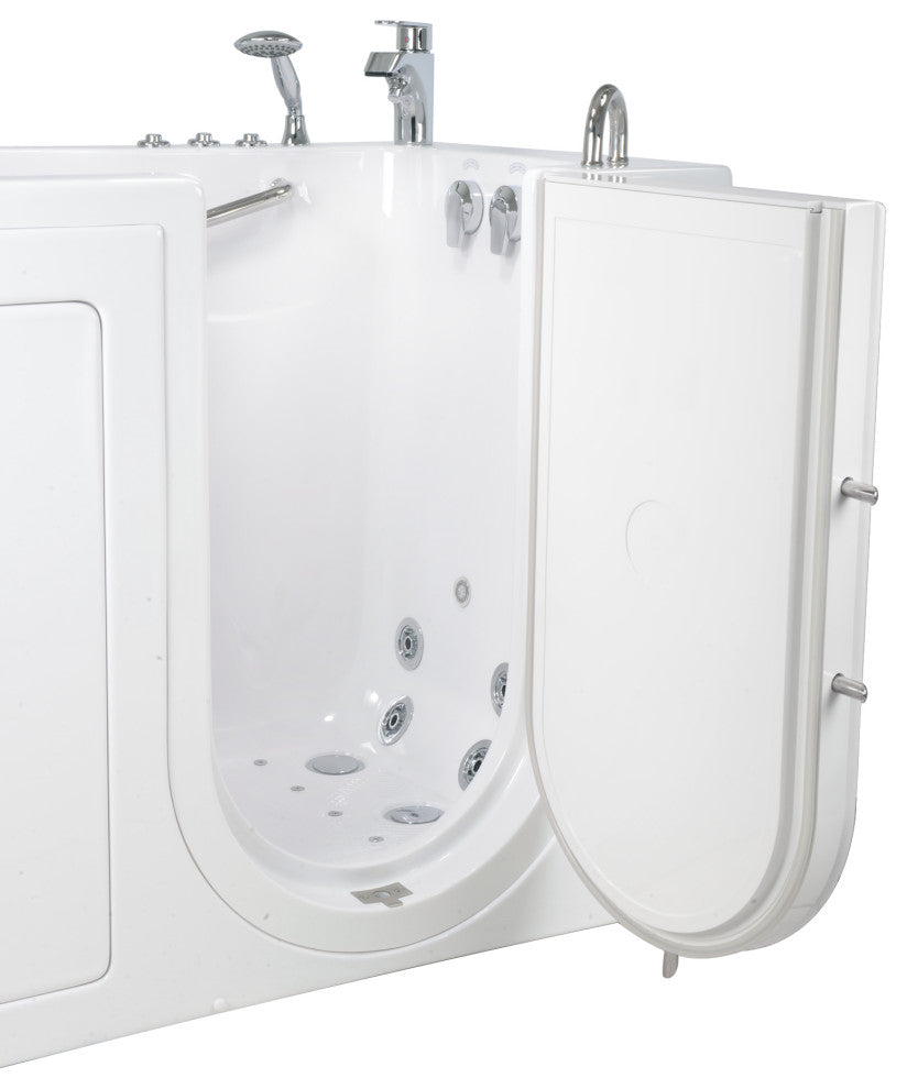 Ella Capri 30"x52" Air+Hydro Massage Walk-In Bathtub, Outward Swing Door, Faucet