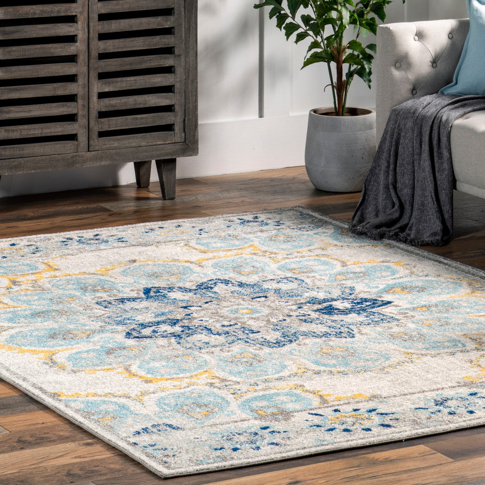 Nuloom Withered Bloom In Bouquet Area Rug, Blue 6'7"x9'