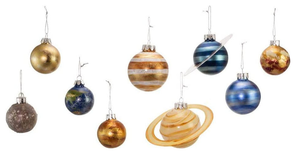 Kurt Adler 50-70MM Noble Gems Planet Solar System 9-Piece Set