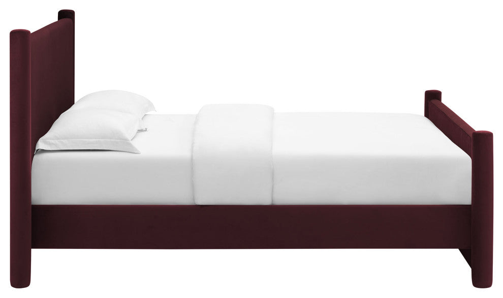 Rael Performance Velvet King Platform Bed, Mulberry
