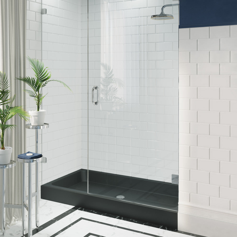 Voltaire 60"x32" Acrylic Black, Single-Threshold, Center Drain, Shower Base