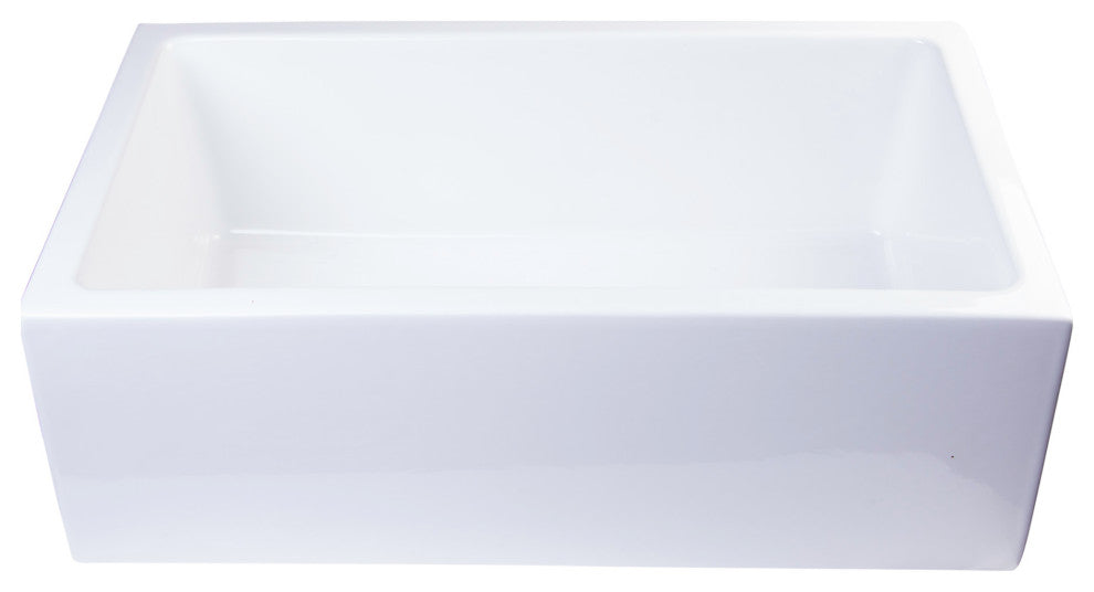 ALFI brand AB3018SB-W 30" White Smooth Solid Thick Wall Fireclay Farm Sink