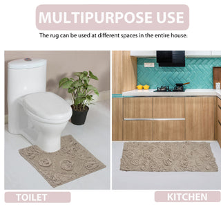Modesto Bath Rug Bath Rugs Set, 3-Piece Set With Runner, Linen