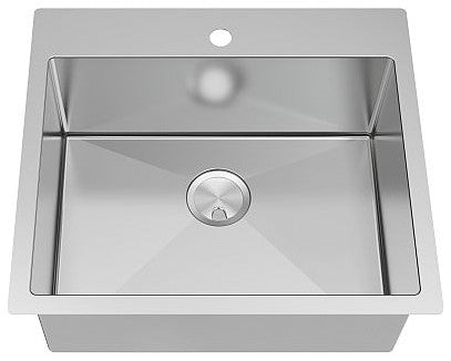 Transolid Diamond 25"x22" Dual Mount Single Bowl Kitchen Sink, Stainless