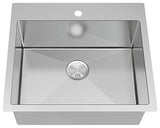Transolid Diamond 25"x22" Dual Mount Single Bowl Kitchen Sink, Stainless