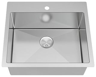 Transolid Diamond 25"x22" Dual Mount Single Bowl Kitchen Sink, Stainless