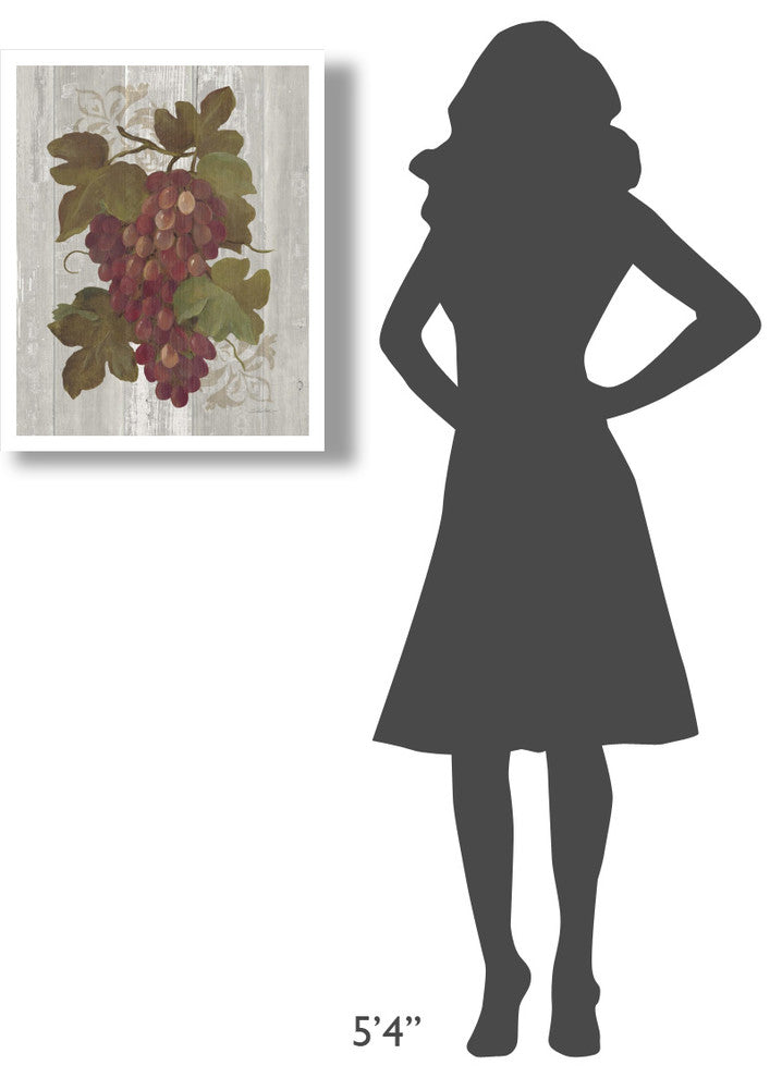 "Autumn Grapes I on Wood" Digital Paper Print by Silvia Vassileva, 22"x26"