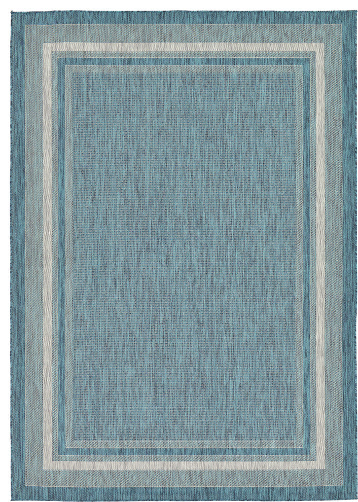 Unique Loom Teal Soft Border Outdoor 7' 0 x 10' 0 Area Rug