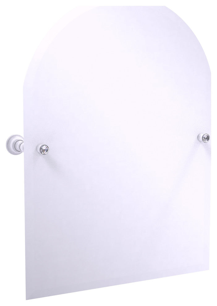 Carolina Crystal Frameless Arch Top Tilt Mirror, Beveled Edge, Matte White