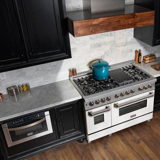 ZLINE 48 Dual Fuel Range With Griddle and White Matte Door