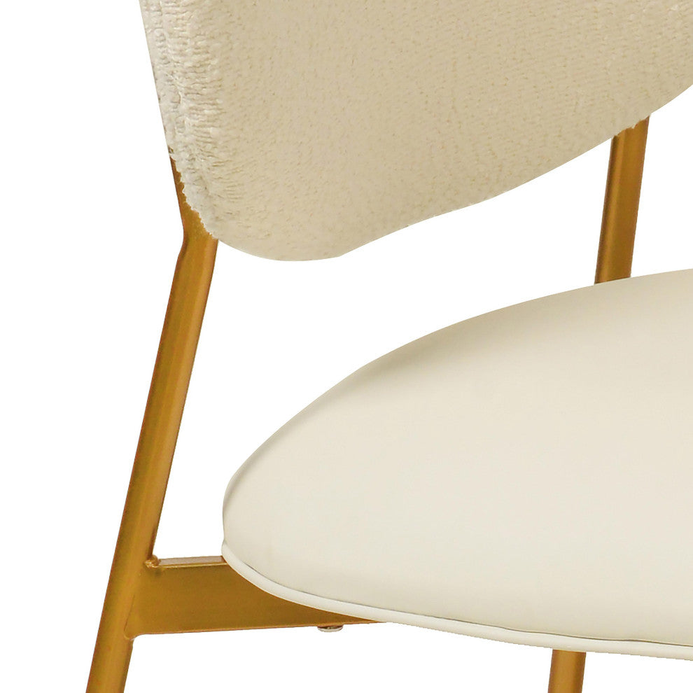McKenzie Cream Boucle & Vegan Leather Stackable Dining Chair, Set of 2