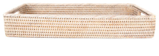 Artifacts Rattan Rectangular Tray With Rounded Corners, White Wash