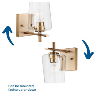 Calais 5" 1-Light Vintage Brass Clear Glass Bath Vanity Light