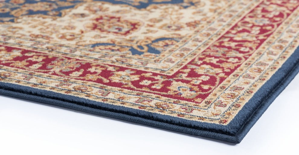 Kirsten Transitional Border Area Rug, Navy, 2'3''x7'3''