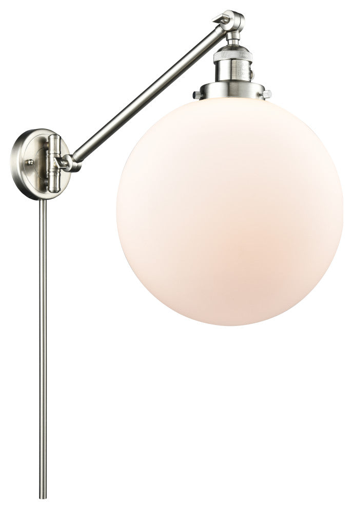 Beacon Swing Arm With Switch, Brushed Satin Nickel, Matte White, Matte White