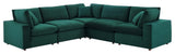 Commix Down Filled Overstuffed Performance Velvet 5-Piece Sectional, Green