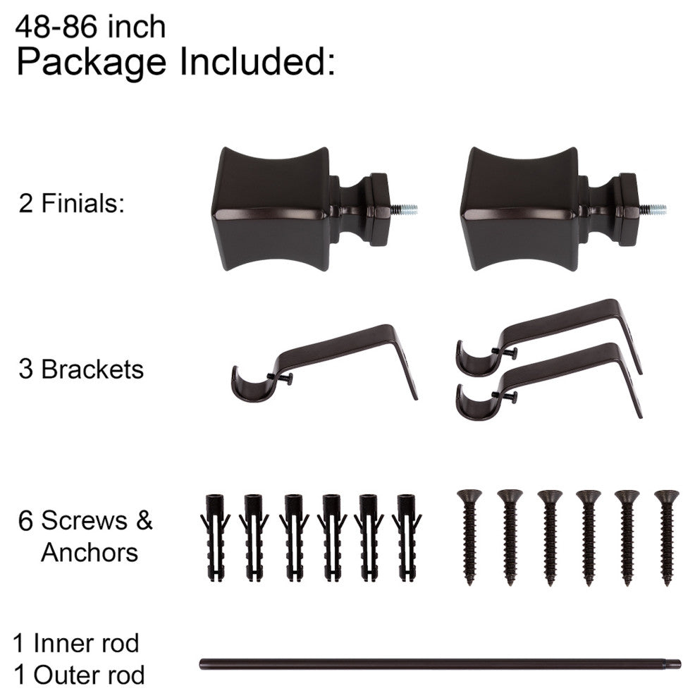 UTOPIA ALLEY 3/4 Inch Curtain Rod - Curtain Rods For Windows, Oil Rubbed Bronze, 48"-86"