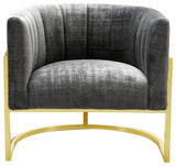 TOV Furniture Magnolia  Slub Grey Chair with Gold Base