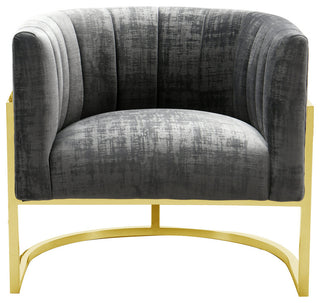 TOV Furniture Magnolia  Slub Grey Chair with Gold Base