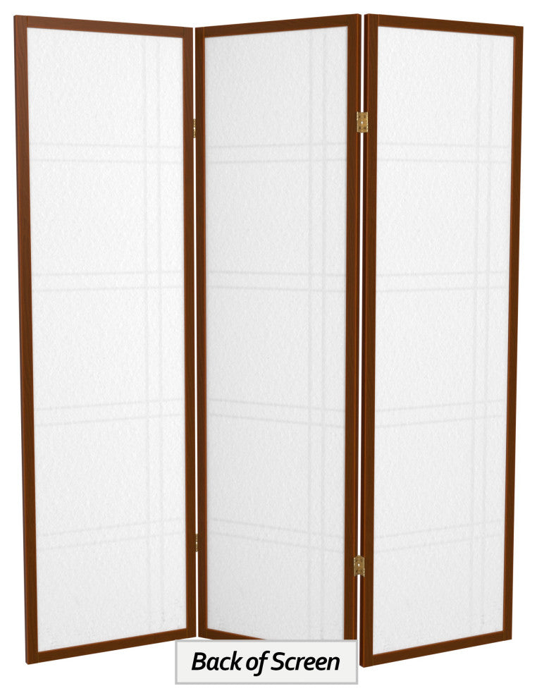 5'' Tall Double Cross Shoji Screen, Walnut, 3 Panels