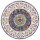 4' Round Blue and White Ornate Medallion Area Rug
