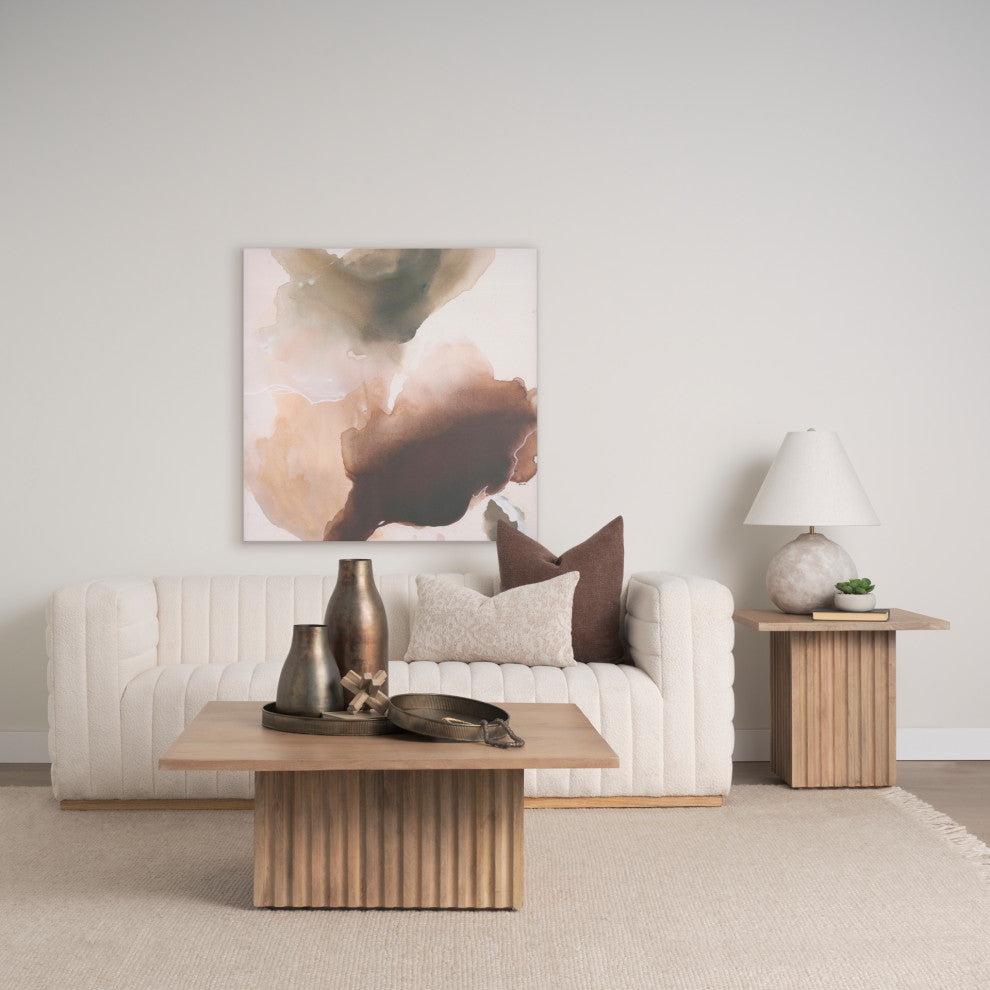 June Light Brown Wood With Fluting Square Coffee Table