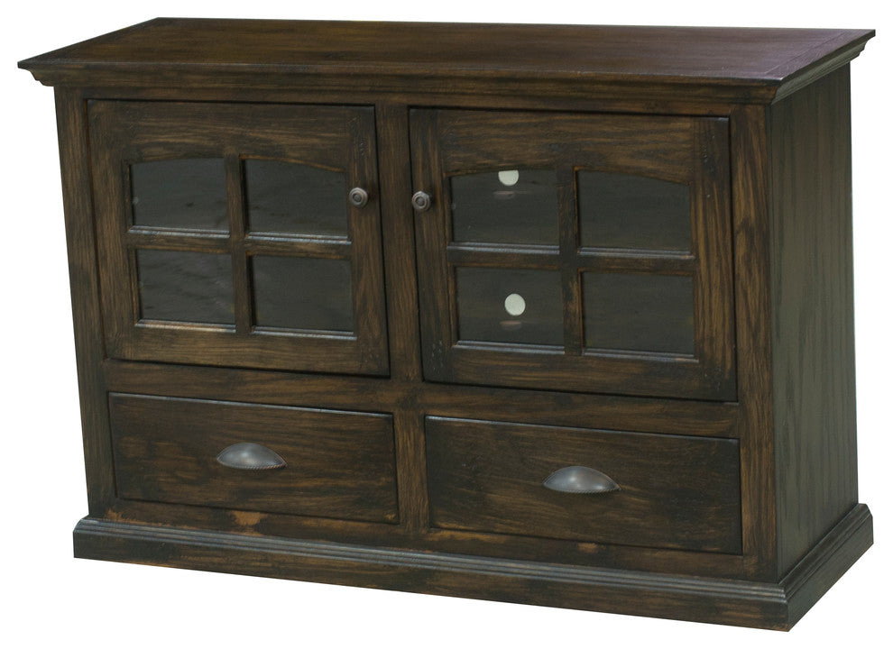 48" Modern Country Oak Entertainment Console, Iron Ore Oak
