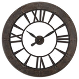 Uttermost Ronan Wood and Metal Wall Clock in Dark Rustic Bronze/Gray