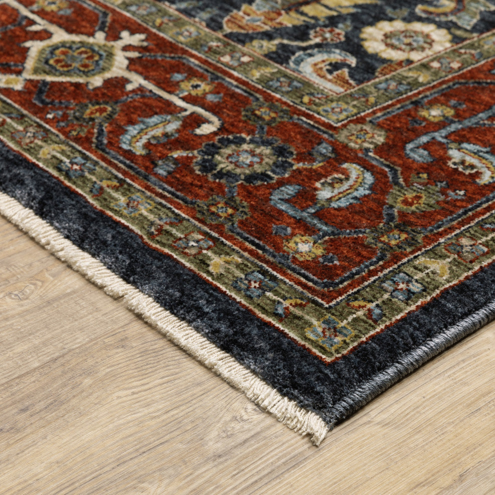 Augustus Center Medallion Ivory/ Red Indoor Area Rug, Ivory, 5'3"x7'6"