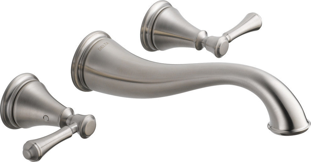 Delta Cassidy 2 Handle Wall Mount Bathroom Faucet Trim, Stainless, T3597LF-SSWL
