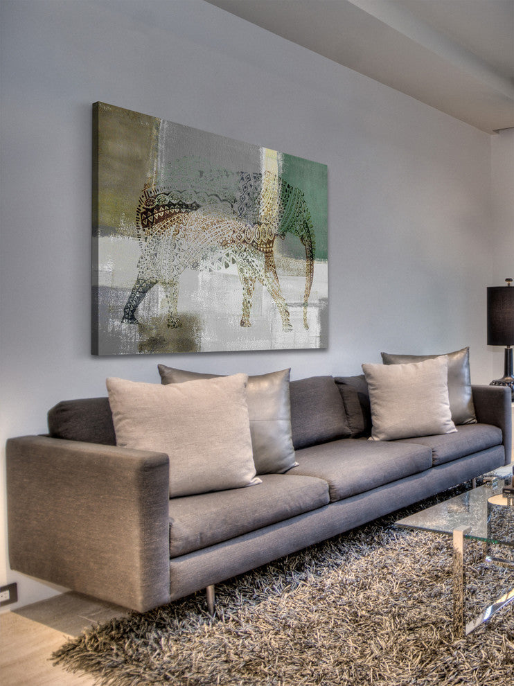 "Decorative Elephant" Painting Print on Wrapped Canvas, 45"x30"