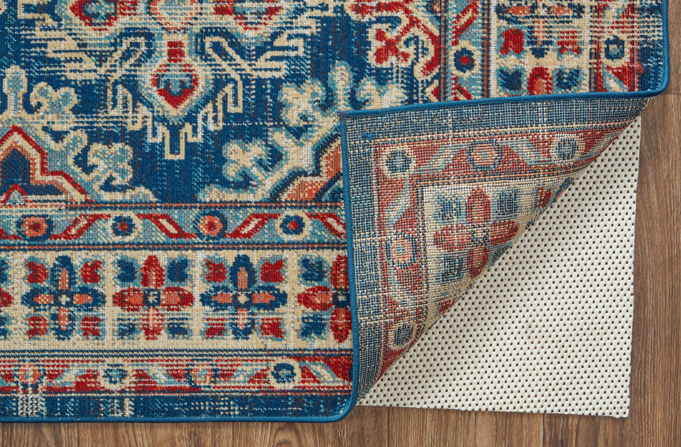 Weave & Wander Kezia Rug, Classic Blue/True Red, 6ft-5in x 9ft-6in
