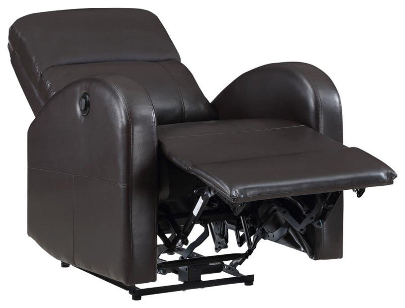 Faux Leather Upholstered Power Recliner Chair, Brown
