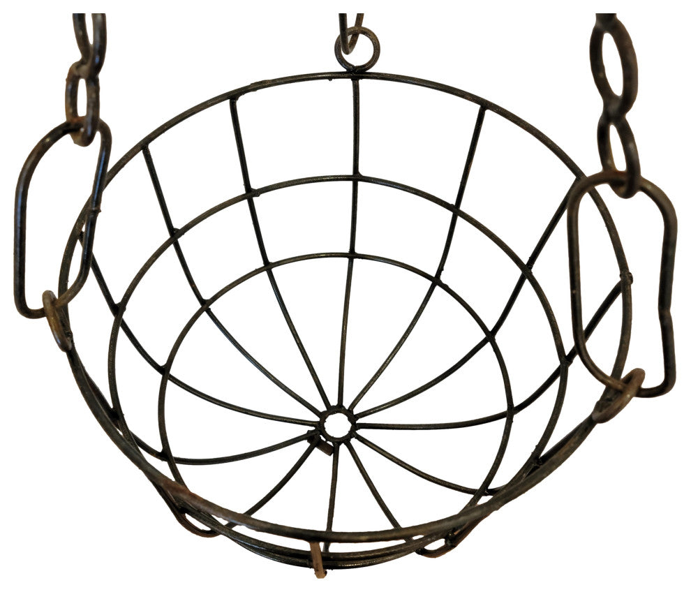 Classic Round Wrought Iron Hanging Basket Planter 14" Vintage Style