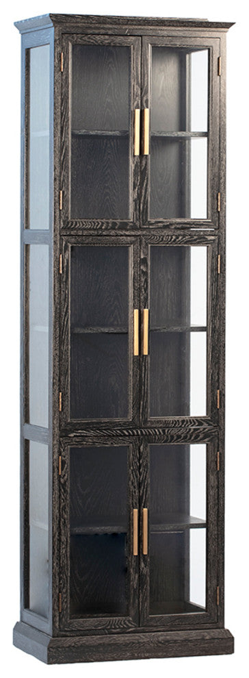 Black and Brass Narrow Display Cabinet